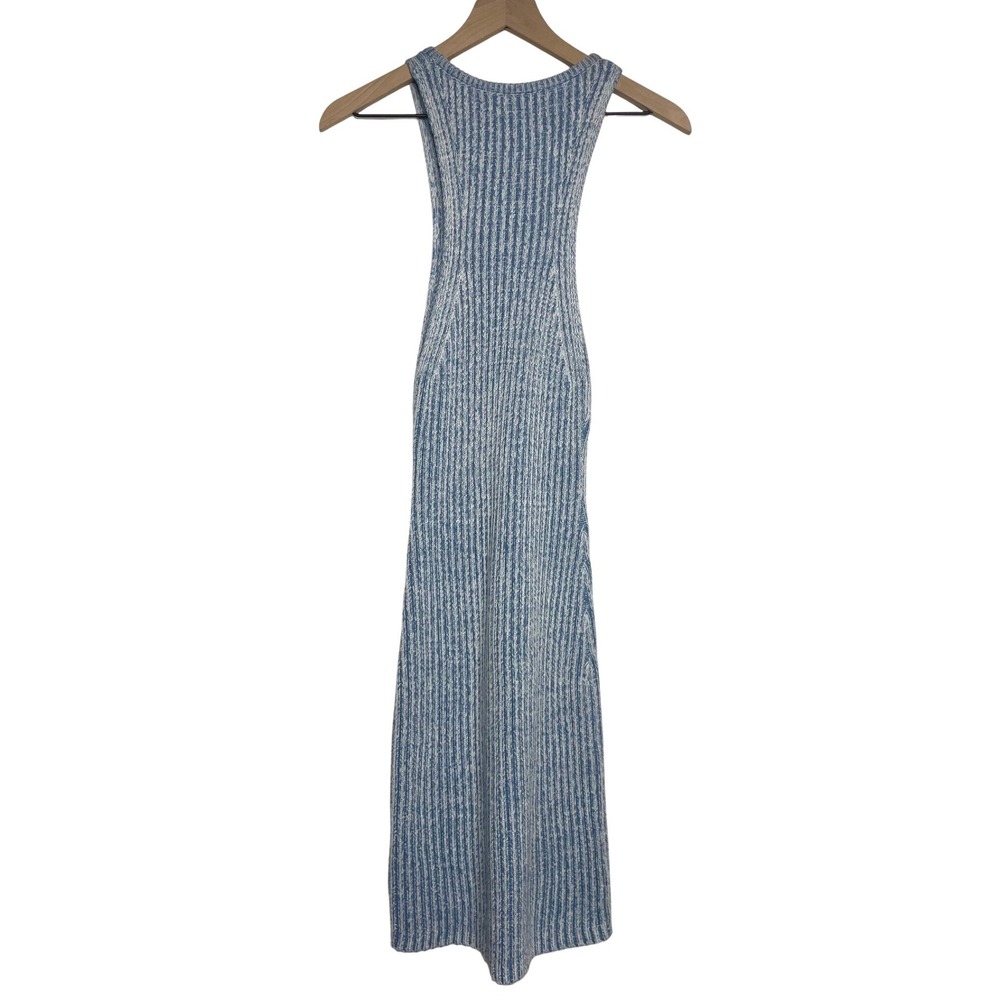 Urban Outfitters Y2K Blue White Ribbed Knit Sleeveless Bodycon Midi‎ Dress Large - Picture 10 of 15